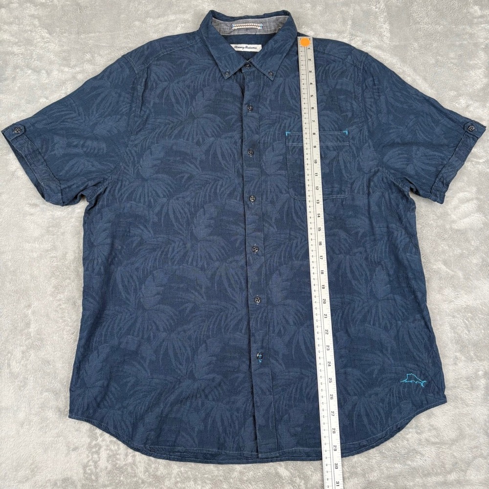 Tommy Bahama Mens Large Blue Palm Tree Print Button Up‎ Shirt Tropical Resort - Picture 7 of 15
